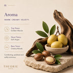 Aromatherapy product with ingredients and description on a neutral background